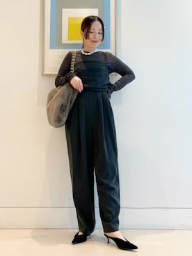 「オフィスカジュアル」｜「アイテム（オールインワン・サロペット）」を使った、Demi-Luxe BEAMSさん（レディース・158cm）の夏コーディネート