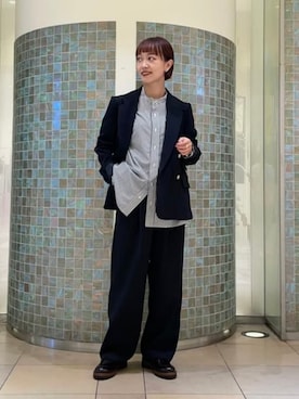 「紺ブレ」｜「アイテム（その他アウター）」を使った、Demi-Luxe BEAMSさん（レディース・154cm）の夏コーディネート