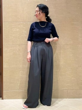「アイテム（ニット/セーター、ブルー系）」を使った、Demi-Luxe BEAMSさん（レディース・159cm）の夏コーディネート