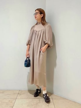 極美品.定価3万☆デミルクスビームス ギャザーボリューム ワンピース 濃紺 極美品.定価3万☆デミルクスビームス ギャザーボリューム