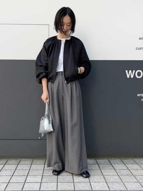 【未使用品】デミルクスビームス　24SS ノーカラー ギャザーブルゾン 黒36 Demi-Luxe BEAMS（デミルクス ビームス）の「Demi-Luxe BEAMS
