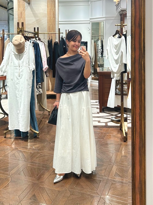 ラウンジドレス　パネルギャザー スカート サックス LOUNGEDRESS（ラウンジドレス）の「パネルギャザースカート