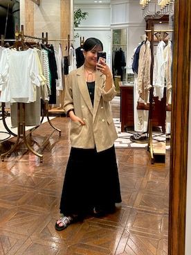 「LOUNGEDRESS（ラウンジドレス）のアイテム（ジャケット/アウター）」を使った、のんさん（レディース・154cm）の春コーディネート