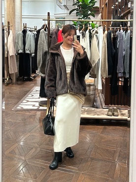 「アイテム（バンダナ/スカーフ）」を使った、のんさん（レディース・154cm）の冬コーディネート