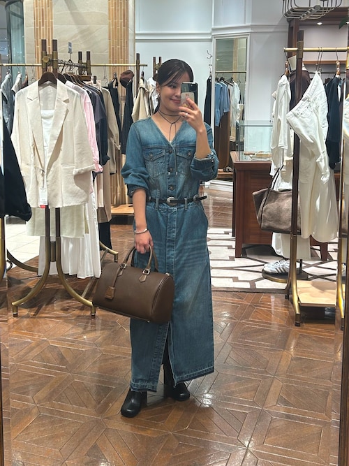 ノーカラーデニムワンピース（ワンピース）｜LOUNGEDRESS（ラウンジ