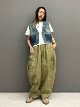 「DOUBLE NAME（ダブルネーム）のアイテム」を使った、もーりーさん（レディース・159cm）の春コーディネート