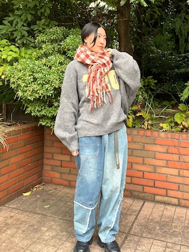 「DOUBLE NAME（ダブルネーム）のアイテム」を使った、もーりーさん（レディース・159cm）の秋コーディネート