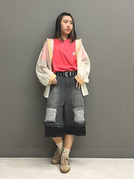 「DOUBLE NAME（ダブルネーム）のアイテム」を使った、もーりーさん（レディース・159cm）の春コーディネート