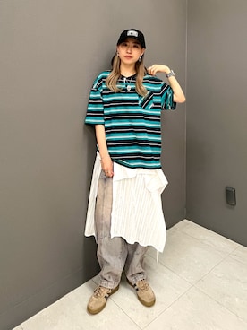 「DOUBLE NAME（ダブルネーム）のアイテム（パンツ）」を使った、もーりーさん（レディース・159cm）の春コーディネート