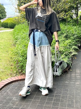 「DOUBLE NAME（ダブルネーム）のアイテム」を使った、もーりーさん（レディース・158cm）の夏コーディネート