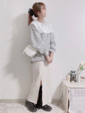 「zucca」｜「アイテム（スウェット）」を使った、shiroさん（レディース・159cm）の春コーディネート