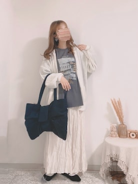 「tiptop（ティップトップ）のヴィンテージプリントBIGロンT（Tシャツ/カットソー）」を使った、shiroさん（レディース・159cm）の春コーディネート