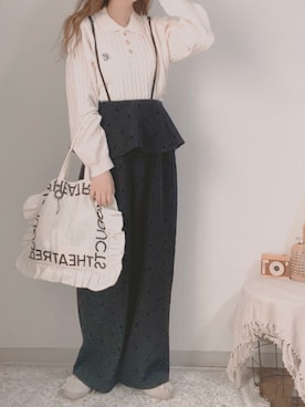 「アイテム（オールインワン・サロペット）」を使った、shiroさん（レディース・159cm）の秋コーディネート