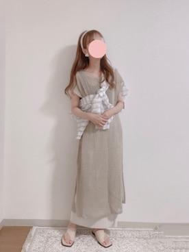「mystic（ミスティック）のシアーボーダーラッフルブラウス（シャツ/ブラウス）」を使った、shiroさん（レディース・159cm）の夏コーディネート