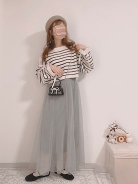 「tiptop（ティップトップ）の袖ドロストショート丈ニットプルオーバー（ニット/セーター）」を使った、shiroさん（レディース・159cm）の冬コーディネート