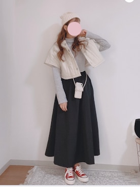 「GRL」｜「アイテム（ニットキャップ/ビーニー）」を使った、shiroさん（レディース・159cm）の冬コーディネート