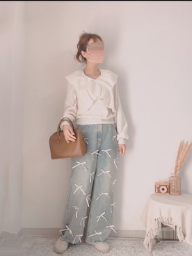 「アイテム（ボストンバッグ）」を使った、shiroさん（レディース・159cm）の秋コーディネート