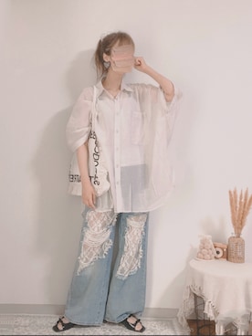 「アイテム（トートバッグ）」を使った、shiroさん（レディース・159cm）の夏コーディネート