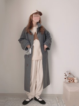 「tiptop（ティップトップ）のアイテム（ステンカラーコート）」を使った、shiroさん（レディース・159cm）の冬コーディネート