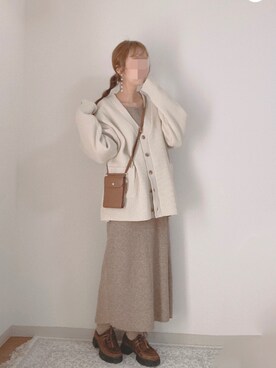 「ほめられ本命コーデ」｜「アイテム（モカシン/デッキシューズ）」を使った、shiroさん（レディース・159cm）の冬コーディネート