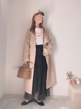 「tiptop（ティップトップ）のアイテム（トレンチコート）」を使った、shiroさん（レディース・159cm）の春コーディネート