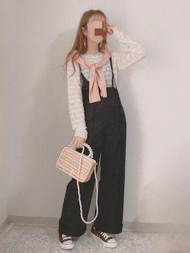 「GRL」｜「アイテム（オールインワン・サロペット）」を使った、shiroさん（レディース・159cm）の春コーディネート