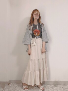 「tiptop（ティップトップ）のダブルポケットBIGシャツ（シャツ/ブラウス）」を使った、shiroさん（レディース・159cm）の夏コーディネート