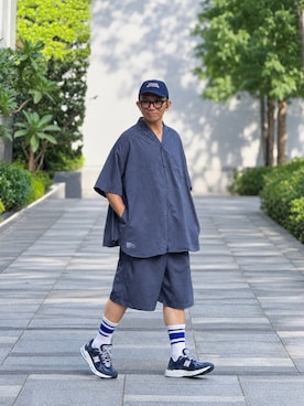 「FreshService（フレッシュサービス）のアイテム（キャップ、ブルー系）」を使った、Colorholic manさん（メンズ・172cm）の秋コーディネート