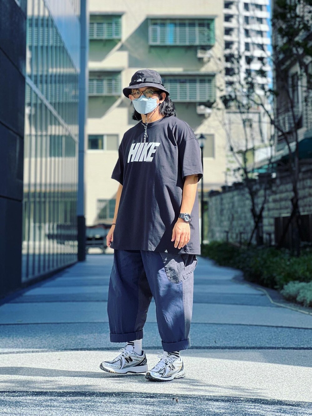 「NIKE、ACG、clubstubborn、New Balance、THE NORTH FACE、ootd、streetstyle、streetfashion、menswear」｜「NIKE ACGのアイテム（Tシャツ/カットソー、ブラック系）」を使った、Colorholic manさん（メンズ・172cm）の秋コーディネートの1枚目の写真