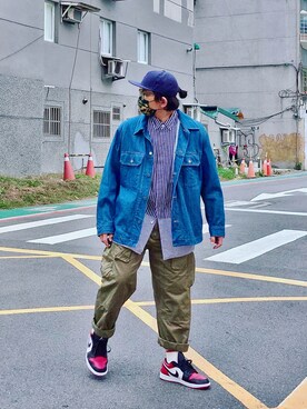 「Jordan」｜「アイテム（デニムジャケット）」を使った、Colorholic manさん（メンズ・172cm）の冬コーディネート