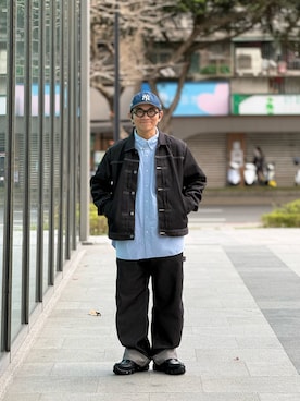 「MUJI Labo（ムジラボ）のアイテム（デニムパンツ、ブルー系）」を使った、Colorholic manさん（メンズ・172cm）の春コーディネート