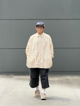 「niceのアイテム（キャップ、ブルー系）」を使った、Colorholic manさん（メンズ・172cm）の春コーディネート