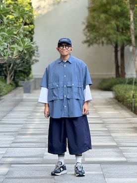 「アイテム（帽子、ブルー系）」を使った、Colorholic manさん（メンズ・172cm）の冬コーディネート