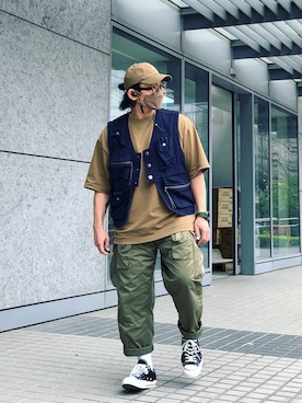 「UNIQLO U」｜「アイテム（ミリタリージャケット）」を使った、Colorholic manさん（メンズ・172cm）の春コーディネート