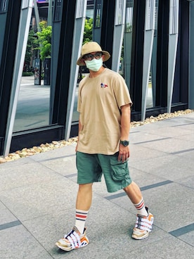 「White Mountaineering」｜「アイテム（キャップ）」を使った、Colorholic manさん（メンズ・172cm）の夏コーディネート
