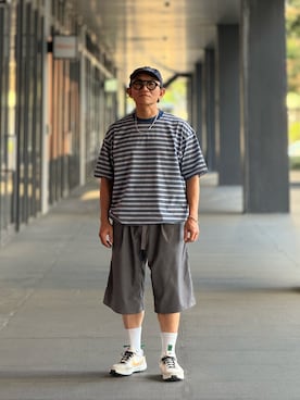 「DAIWA PIER39（ダイワピア39）のアイテム（Tシャツ/カットソー、ブルー系）」を使った、Colorholic manさん（メンズ・172cm）の秋コーディネート