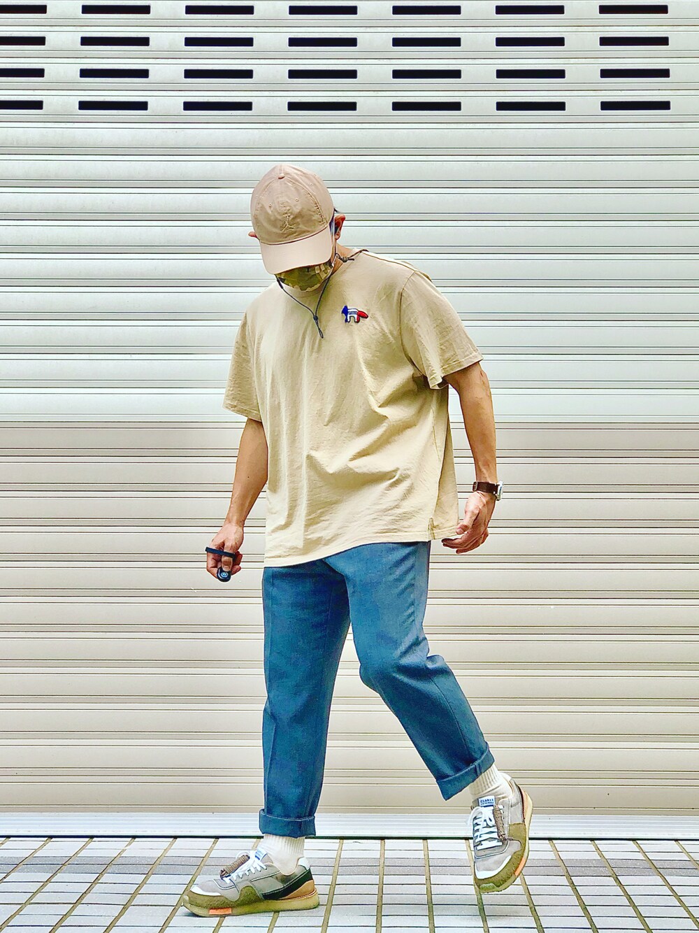 「PUMA、MAISON KITSUNE、UNIQLO、JWANDERSON、Clarks original、Jordan、ootd、streetstyle、streetfashion、menswear」｜「PUMAのアイテム（Tシャツ/カットソー、ベージュ系）」を使った、Colorholic manさん（メンズ・172cm）の秋コーディネートの1枚目の写真