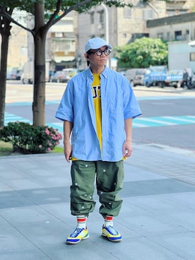 「GUコーデ」｜「アイテム（チノパンツ）」を使った、Colorholic manさん（メンズ・172cm）の秋コーディネート