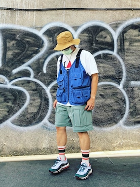 「nike」｜「アイテム（その他アウター）」を使った、Colorholic manさん（メンズ・172cm）の夏コーディネート
