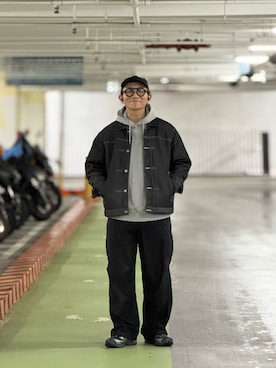 「MUJI Labo（ムジラボ）のアイテム（デニムジャケット、ブルー系）」を使った、Colorholic manさん（メンズ・172cm）の春コーディネート