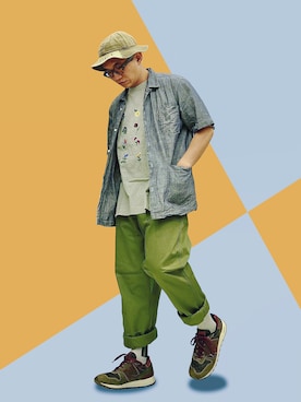 「Universal Works（ユニバーサルワークス）のアイテム」を使った、Colorholic manさん（メンズ・172cm）の夏コーディネート