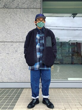 「White Mountaineering」｜「アイテム（その他アウター）」を使った、Colorholic manさん（メンズ・172cm）の冬コーディネート