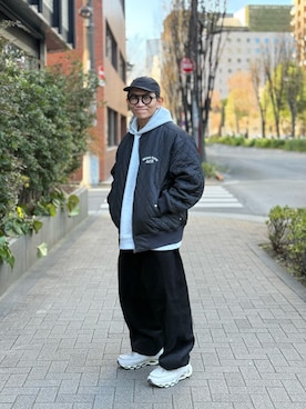 「アイテム（MA-1）」を使った、Colorholic manさん（メンズ・172cm）の冬コーディネート