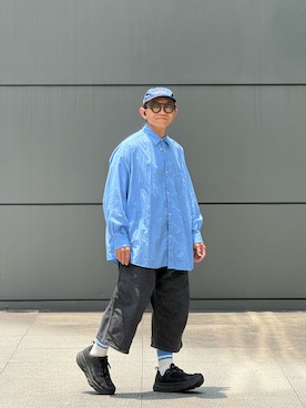 「Graphpaper（グラフペーパー）のアイテム（トップス）」を使った、Colorholic manさん（メンズ・172cm）の夏コーディネート