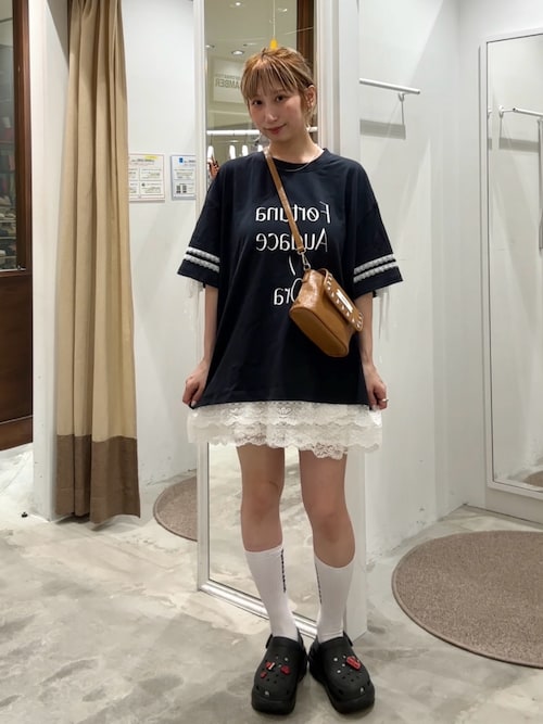 tシャツ 「neutral」リボンスリーブレースレイヤードTシャツワンピ レディース neutral】リボンスリーブレースレイヤードTシャツワンピ（T