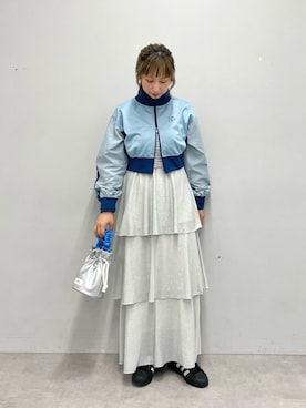 「アイテム（ナイロンジャケット、ブラウン系）」を使った、arisa okitaさん（レディース・162cm）の夏コーディネート