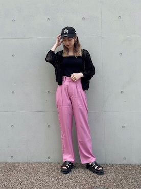 「Happy John（ハッピージョン）のアイテム（スラックス）」を使った、Nanamiさん（レディース・156cm）の夏コーディネート