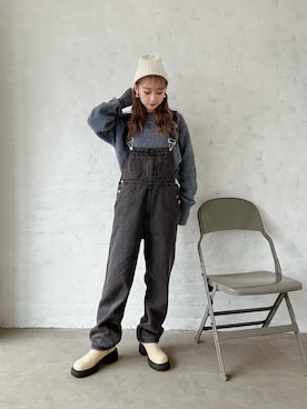 「flugge」｜「アイテム（サロペット/オーバーオール）」を使った、Nanamiさん（レディース・156cm）の冬コーディネート