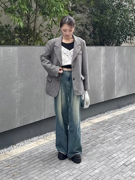 「アイテム（テーラードジャケット）」を使った、Nanamiさん（レディース・156cm）の秋コーディネート