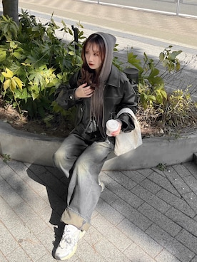 「MURUA（ムルーア）のアイテム（ブルゾン）」を使った、Nanamiさん（レディース・156cm）の秋コーディネート